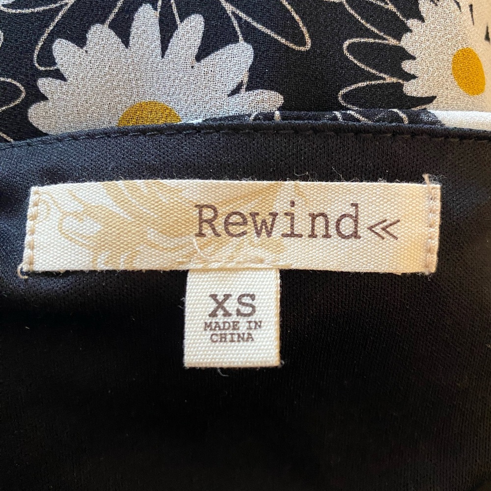 Rewind Daisy Print Black and White Wrap Dress- Size XS - Picture 7 of 9